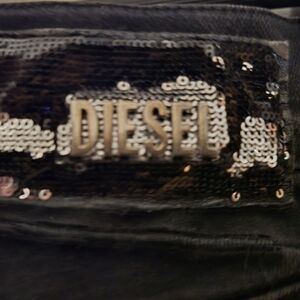 Diesel Kids Black Getlegg Slim-Skinny Jeans Sequin Patch on Back Waist 25 32 !!!